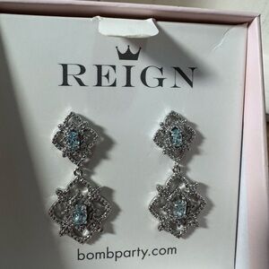 Reign Silver Earrings with Blue Gems